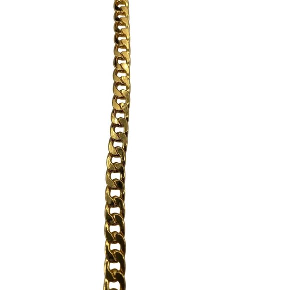 Chunky Gold Tone Curb Chain Necklace 28 Inches Fashion Jewelry Unisex - Picture 5 of 11